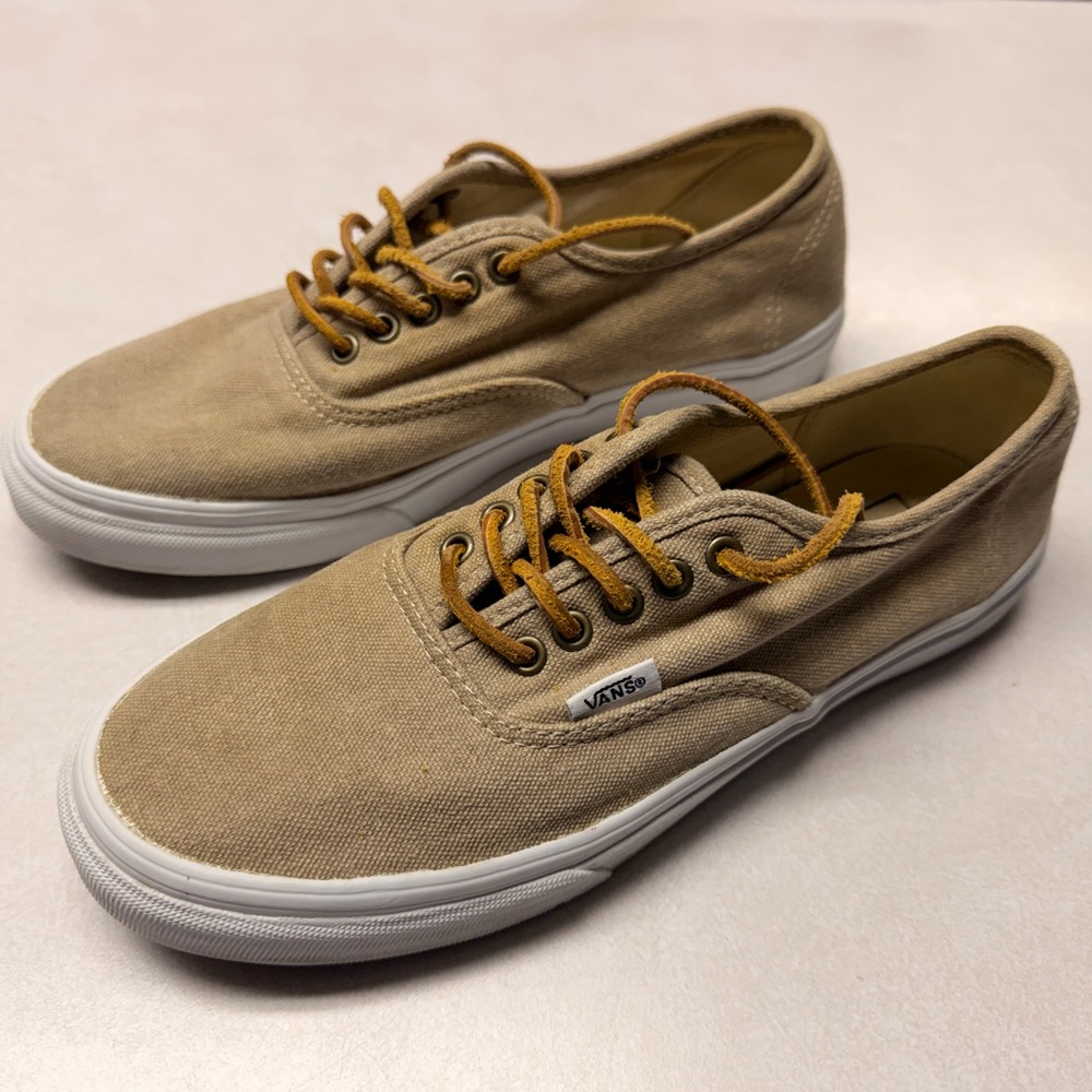 Vans Tan Canvas Sneakers with leather laces M7.5/W9